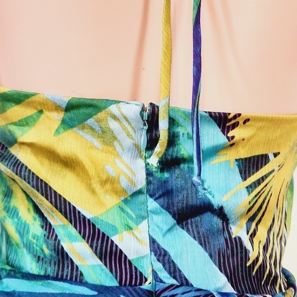 Cache Tropical Wrap, Sexy Blue, Green, Yellow MAXI DRESS Size S - Picture 10 of 14